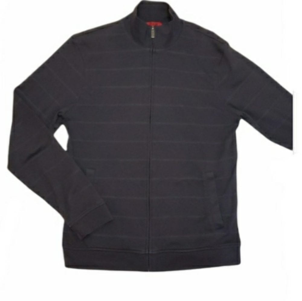 Alfani Striped Full Zip Jacket Men's Size Medium Charcol Gray